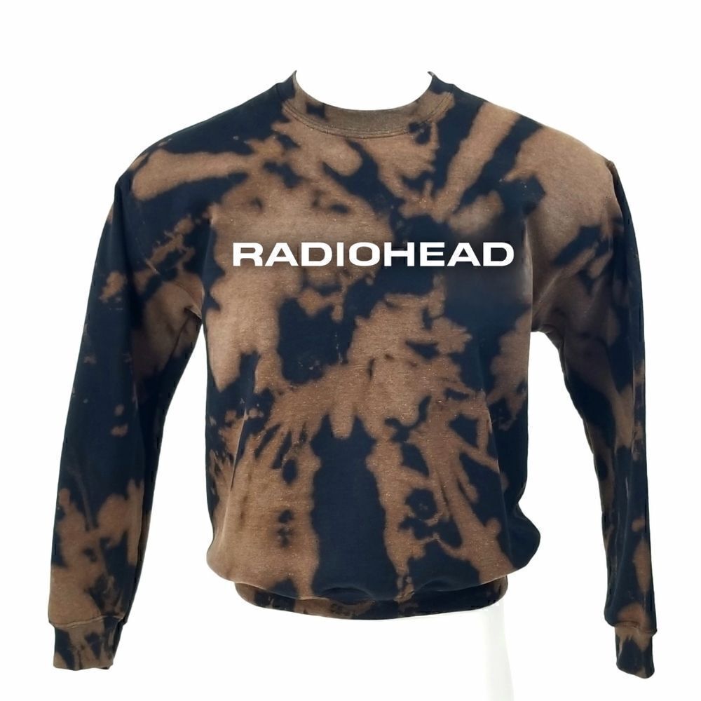 RADIOHEAD Rock Band Acid Washed Distressed Pullover Crewneck, Sweatshirt rap y2k